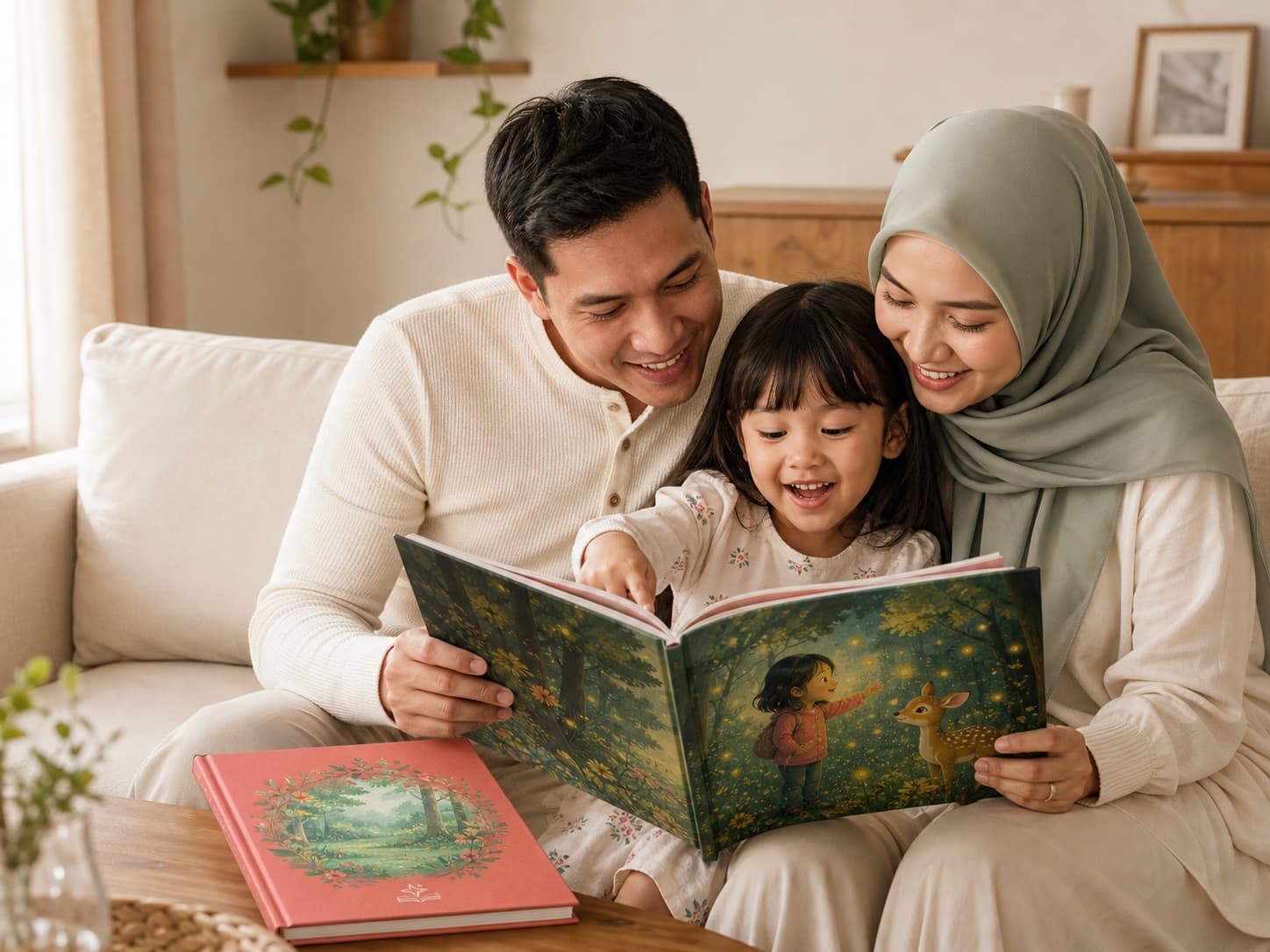 Family reading together